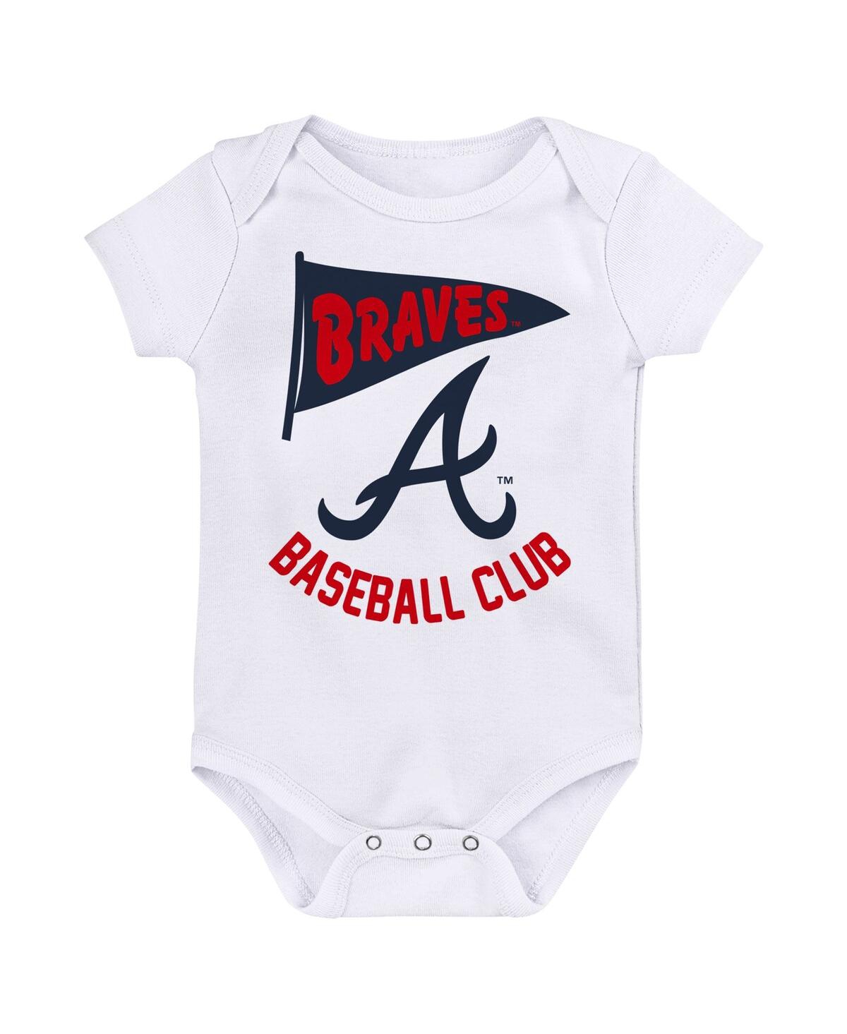 Outerstuff Baby Boys And Girls  Atlanta Braves Fan Pennant 3-pack Bodysuit Set In Navy