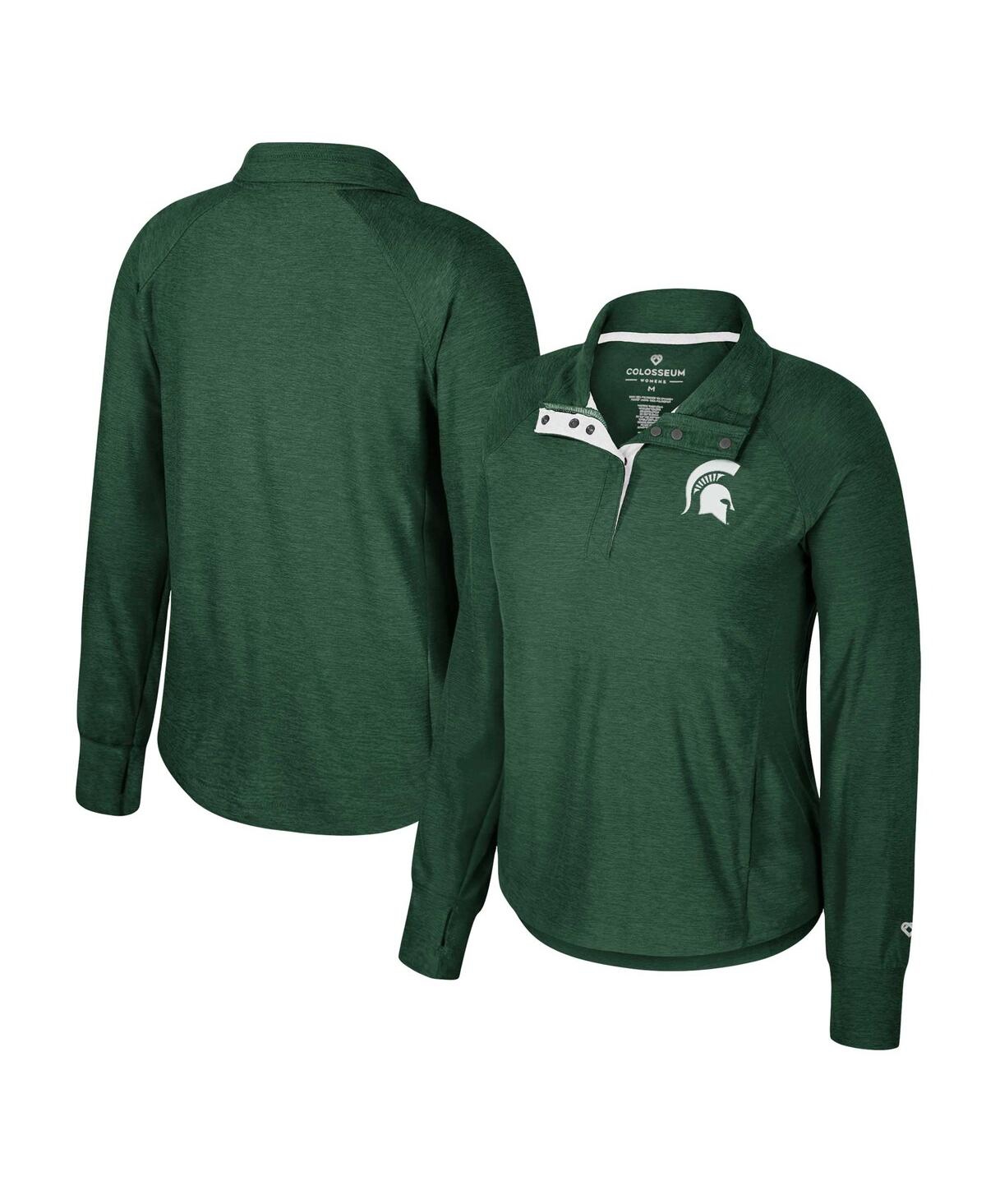 Shop Colosseum Women's  Green Michigan State Spartans Cressida Raglan Half-snap Top