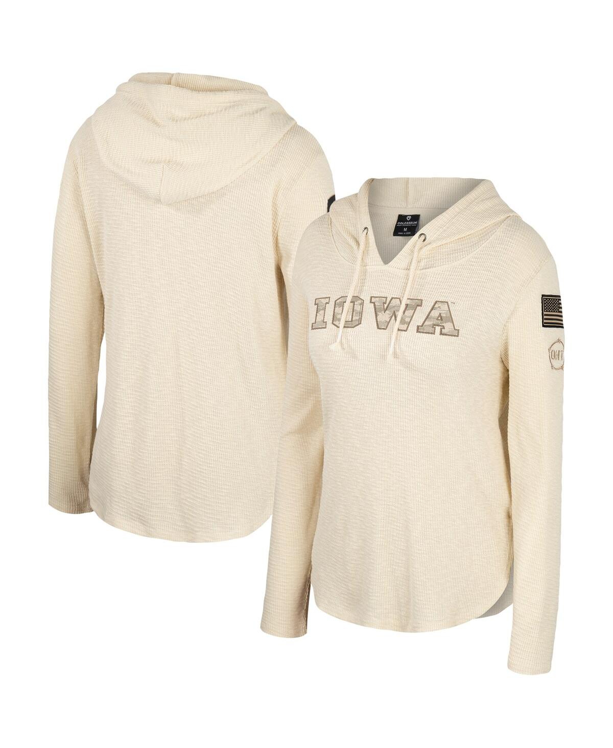 Women's Colosseum Cream Iowa Hawkeyes Oht Military-Inspired Appreciation Casey Raglan Long Sleeve Hoodie T-shirt - Cream