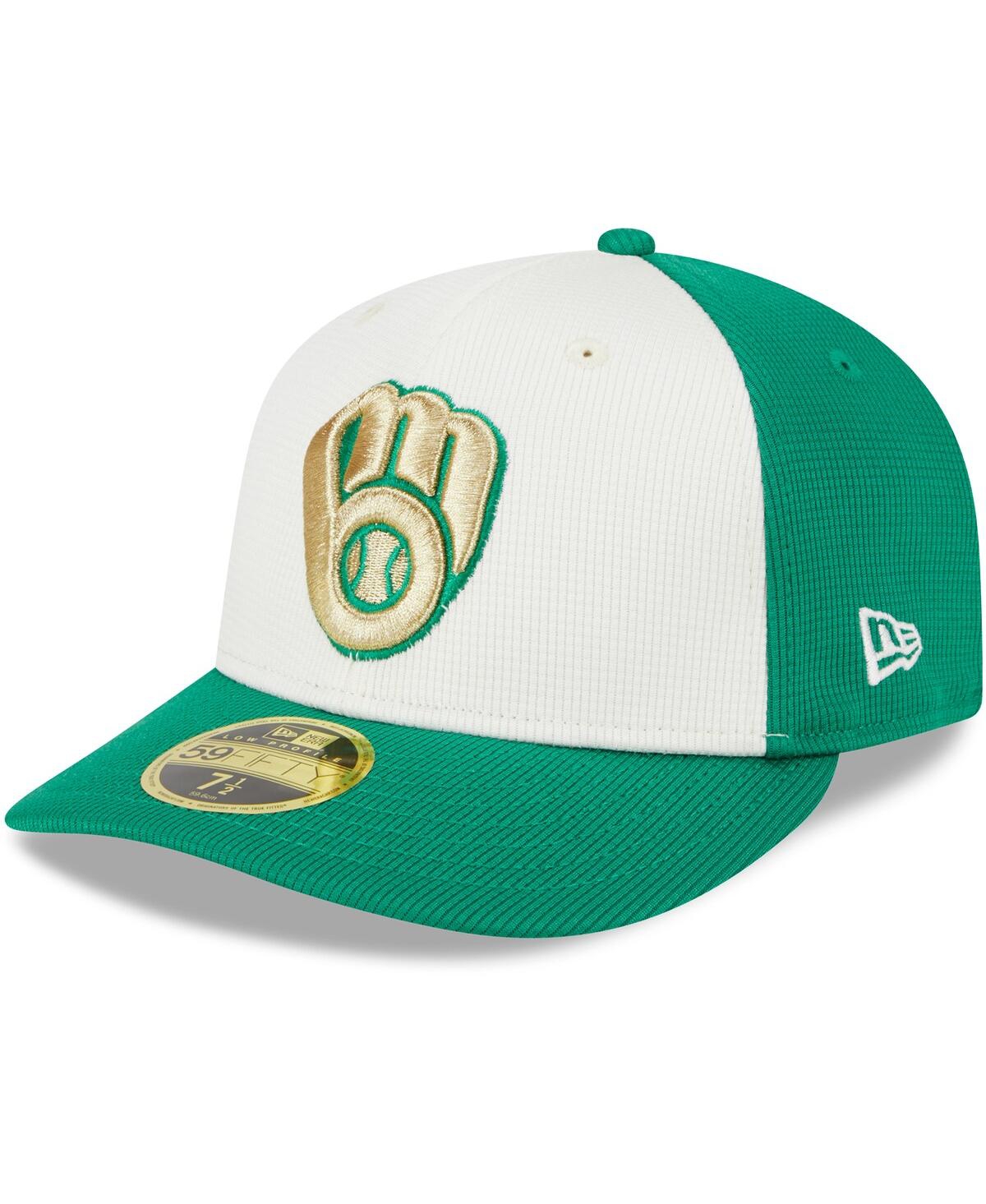 Men's New Era White, Green Milwaukee Brewers 2024 St. Patrick's Day Low Profile 59FIFTY Fitted Hat - White, Green