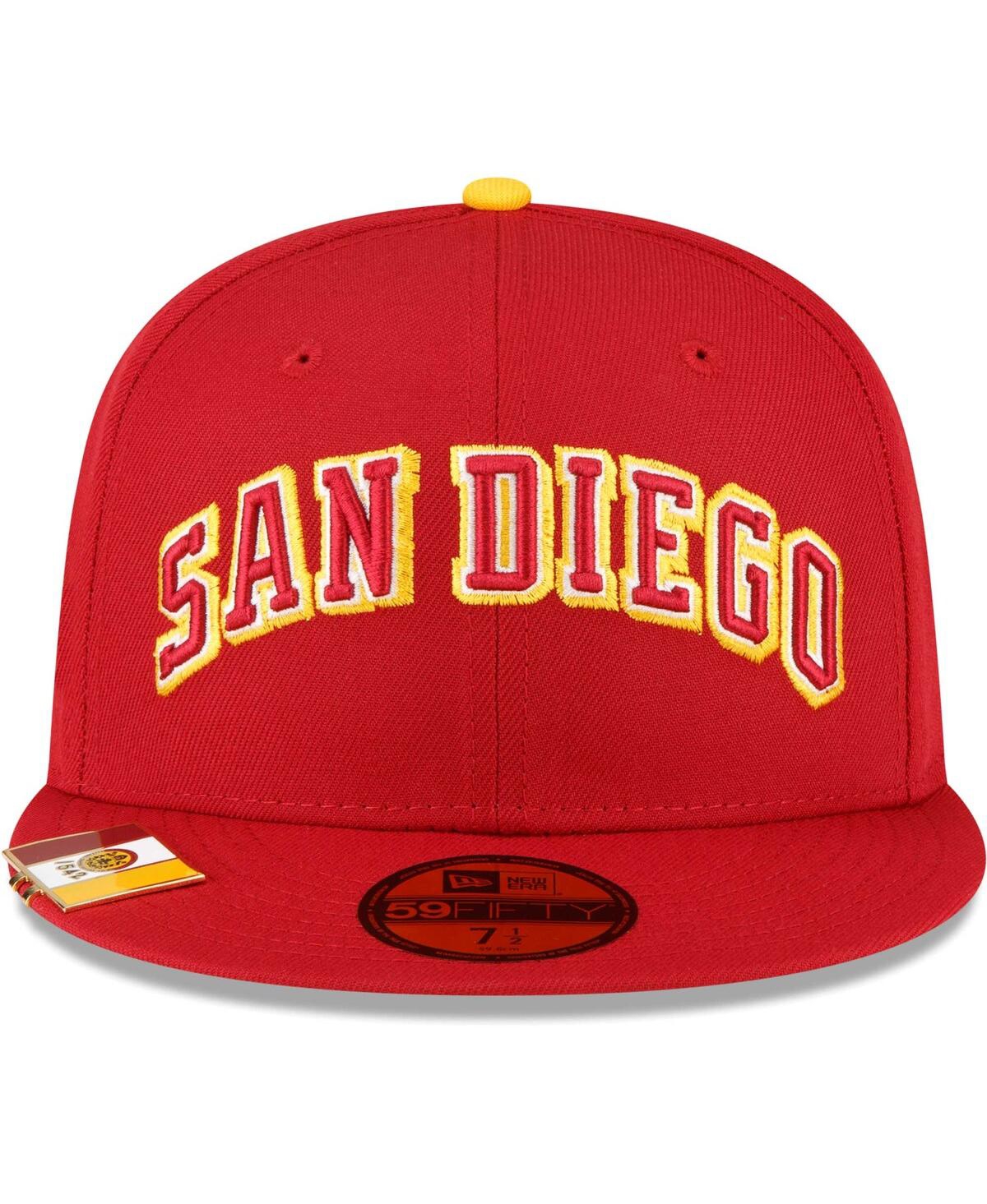 Shop New Era Men's  Red San Diego Padres City Flag 59fifty Fitted Hat