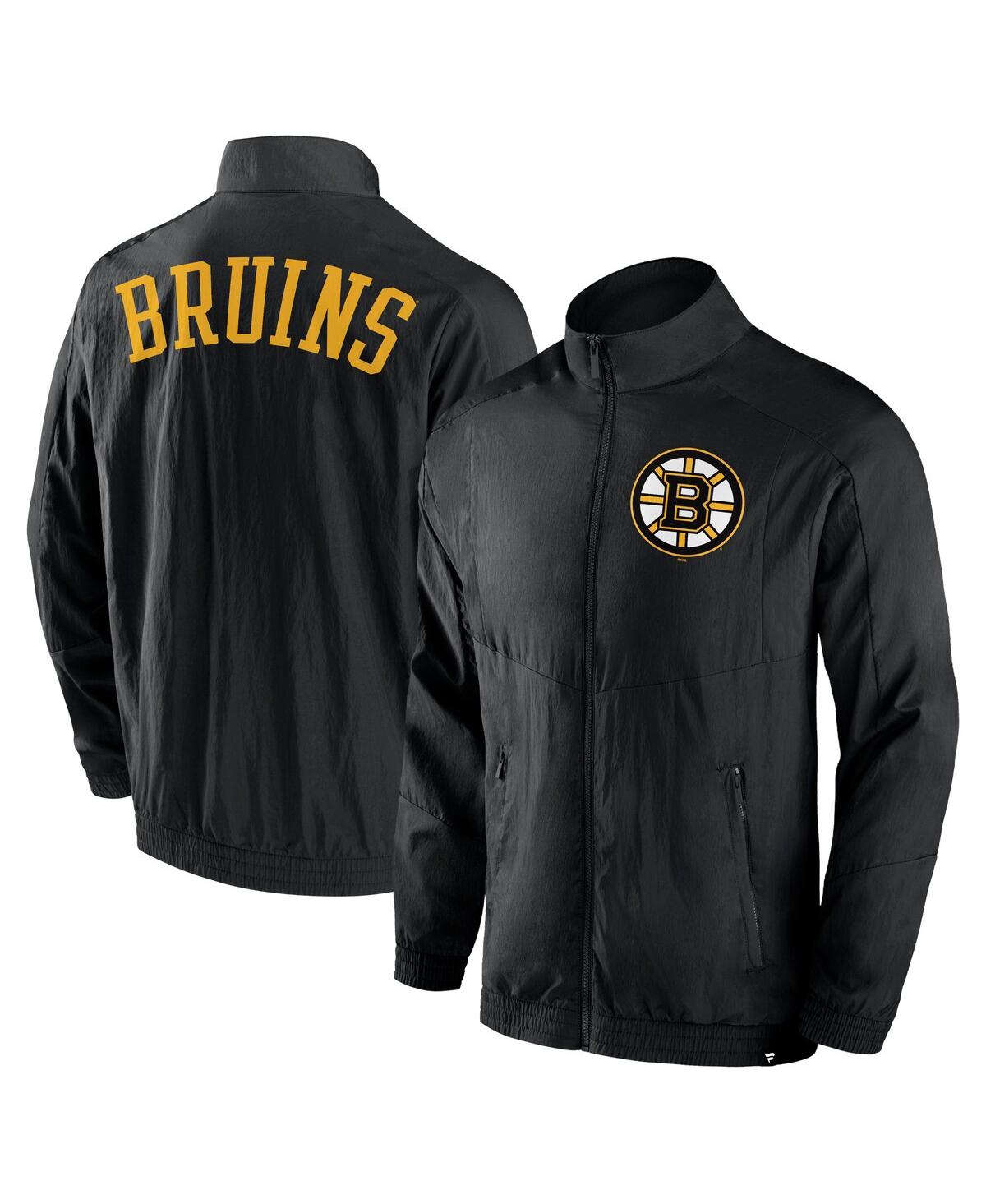 Shop Fanatics Men's  Black Boston Bruins Step Up Crinkle Raglan Full-zip Windbreaker Jacket