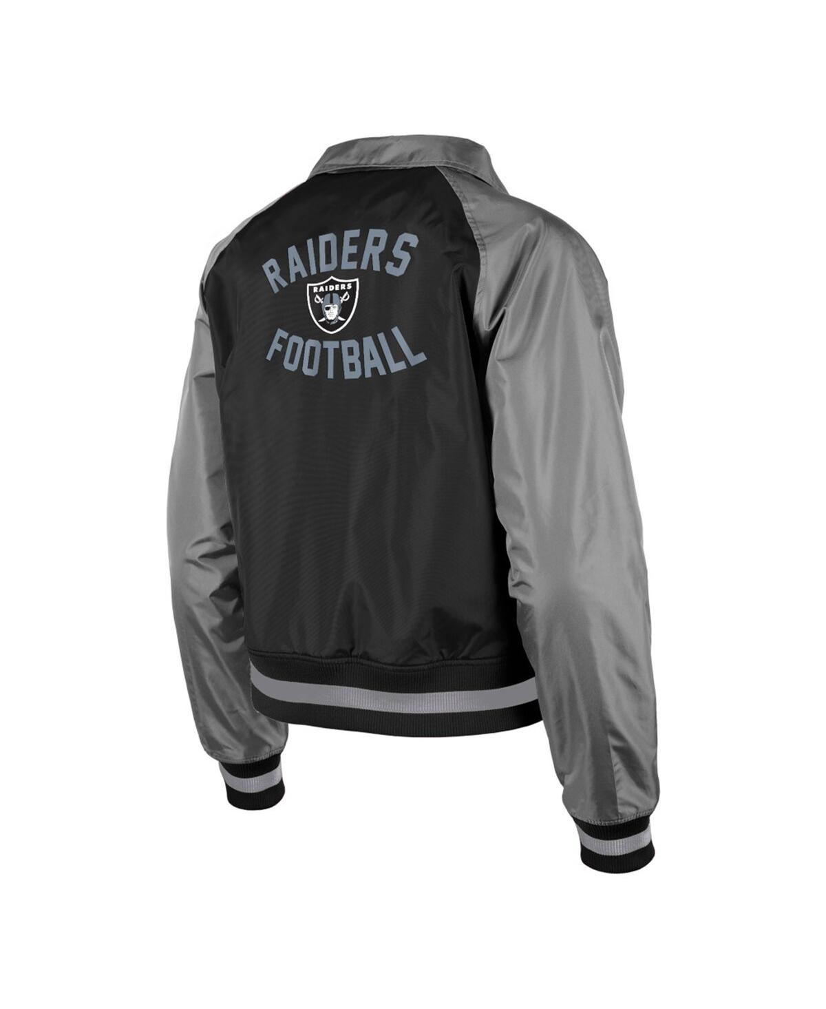 NEW ERA WOMEN'S NEW ERA BLACK LAS VEGAS RAIDERS COACHES RAGLAN FULL-SNAP JACKET 