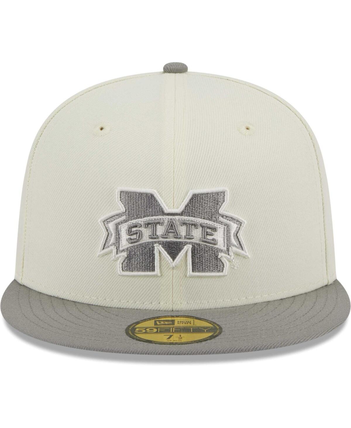 Men's New Era Gray Mississippi State Bulldogs Chrome & Concrete 59FIFTY Fitted Hat - Gray