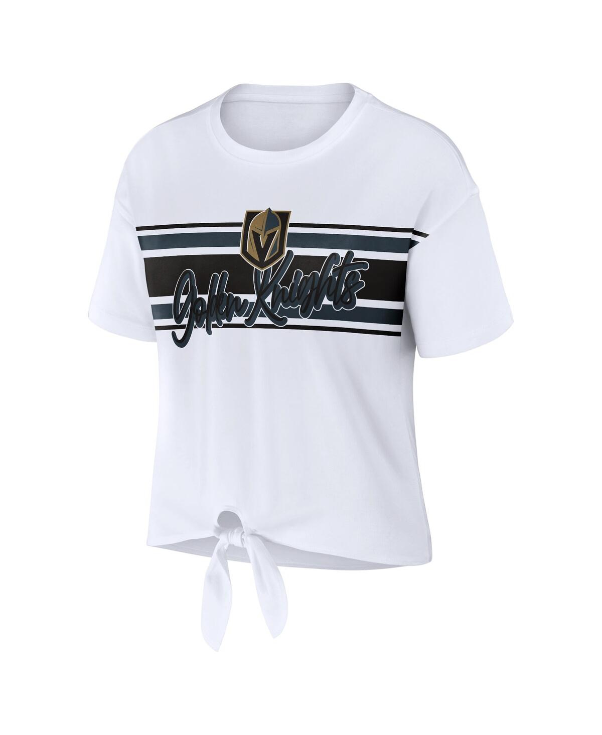 Shop Wear By Erin Andrews Women's  White Vegas Golden Knights Front Knot T-shirt