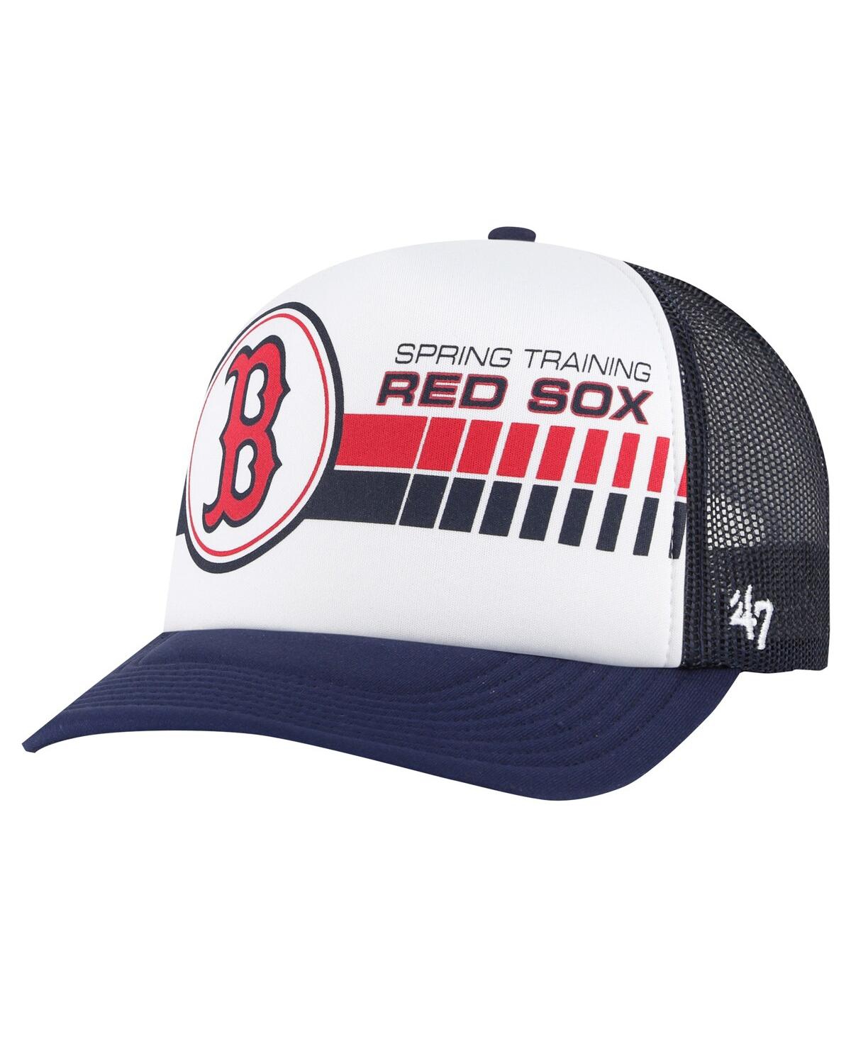 47 Brand Men's ' White, White Boston Red Sox 2024 Spring Training Foam Trucker Adjustable Hat In White,navy