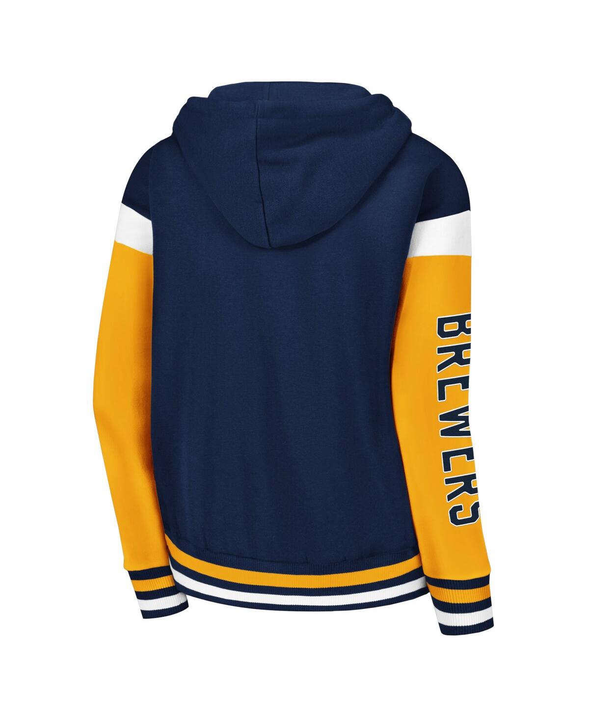 Shop Starter Women's  Navy Milwaukee Brewers Homestretch Full-zip Hoodie