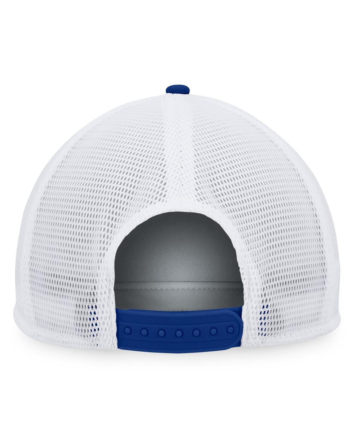 Fanatics Men's  Blue, White Tampa Bay Lightning Foam Front Patch Trucker Snapback Hat In Blue,white