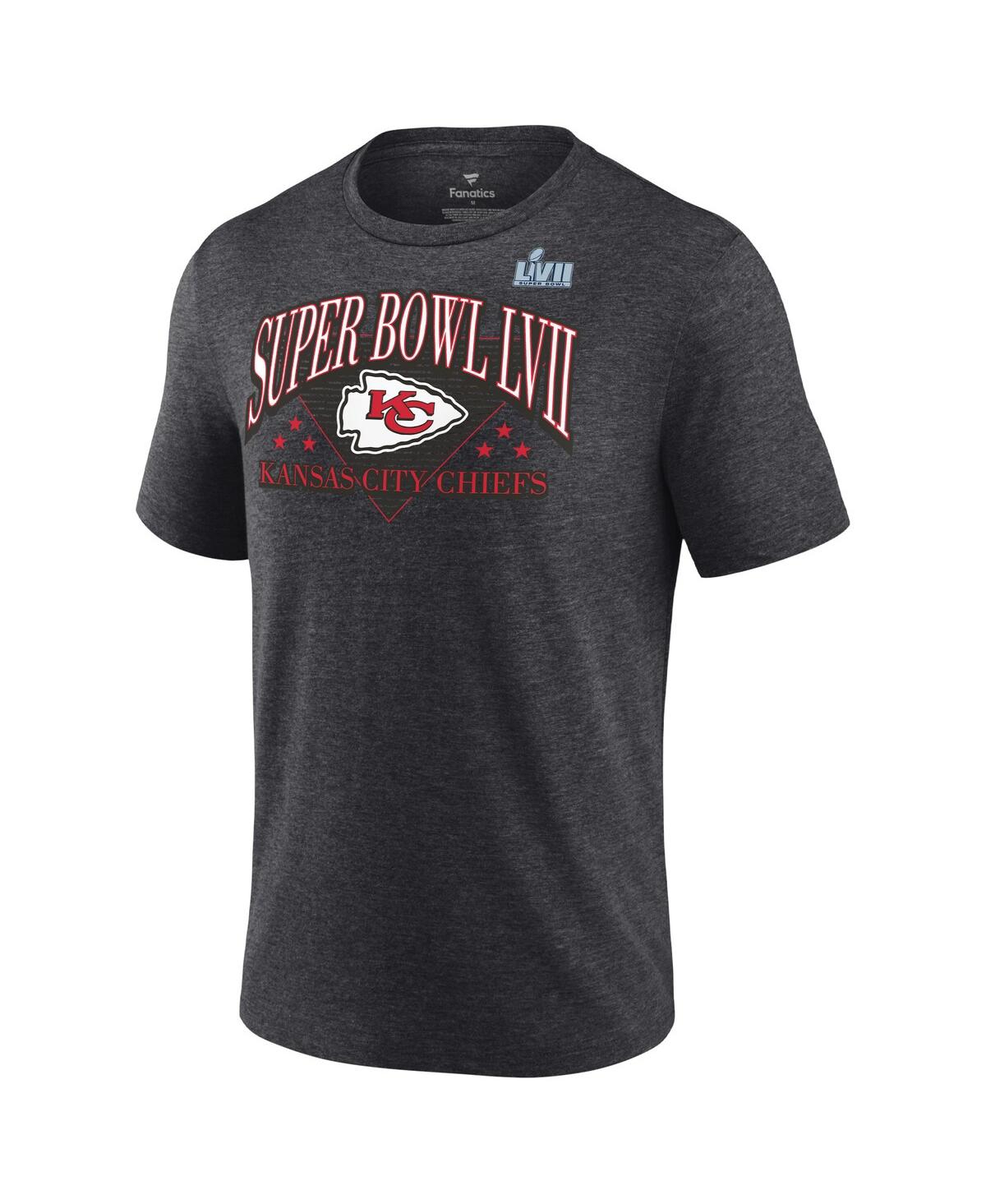 Men's FanaticsKansas City Chiefs Super Bowl Lvii Tri-Blend Triangle Strategy T-shirt - Heather Charcoal