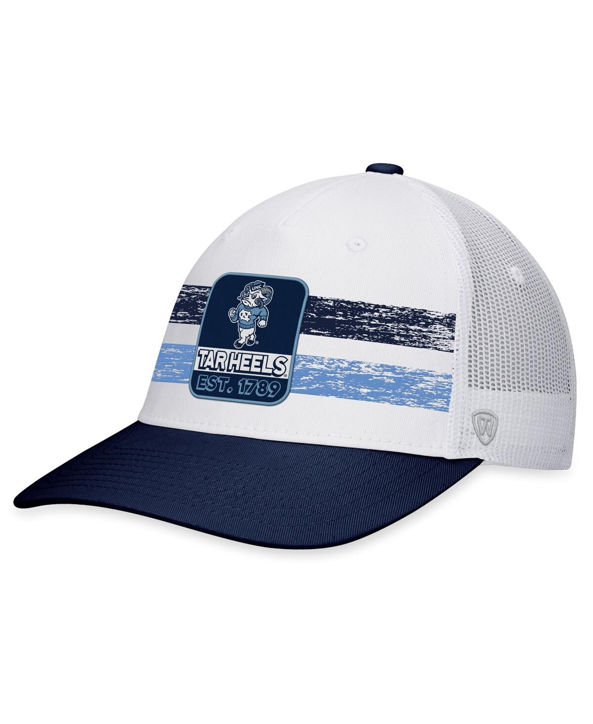 Shop Top Of The World Men's  White, Navy North Carolina Tar Heels Retro Fade Snapback Hat In White,navy