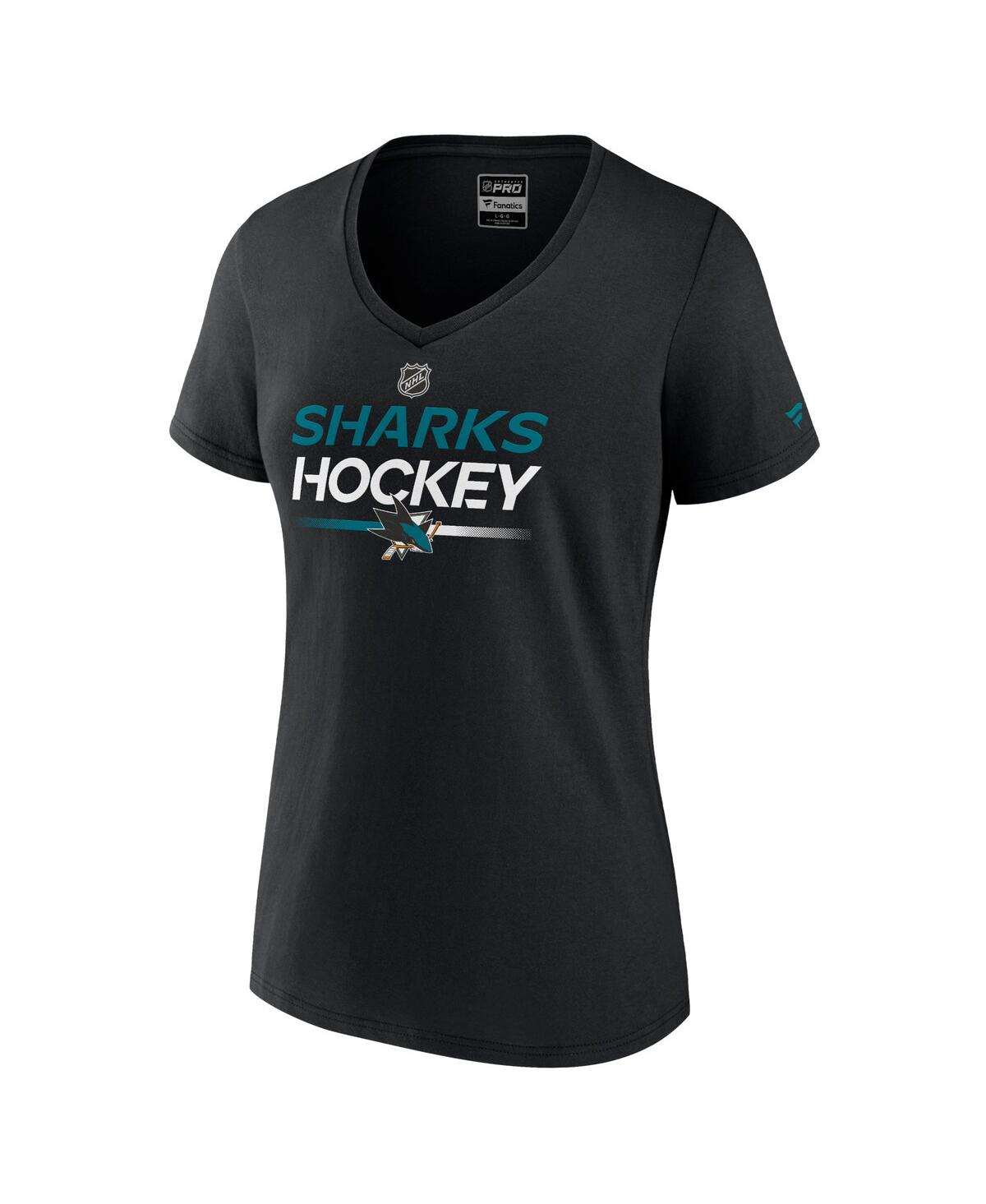 Women's FanaticsSan Jose Sharks Authentic Pro V-Neck T-shirt - Black