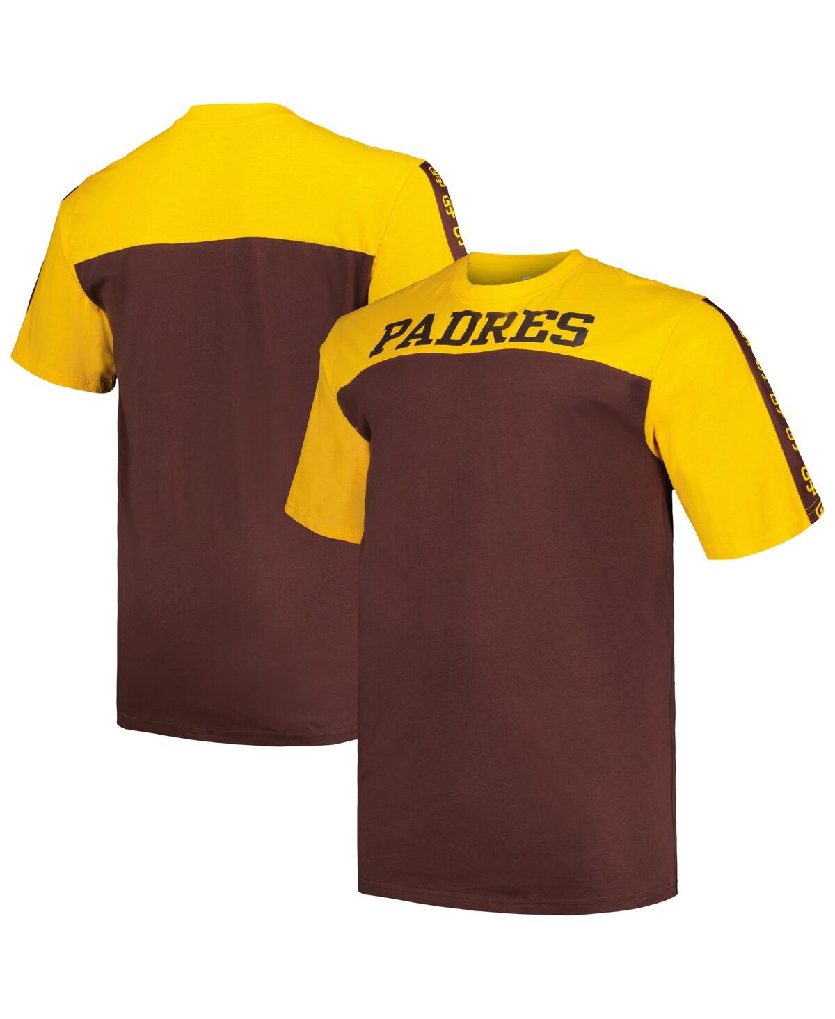Profile Men's  Gold, Brown San Diego Padres Big And Tall Yoke Knit T-shirt In Gold,brown