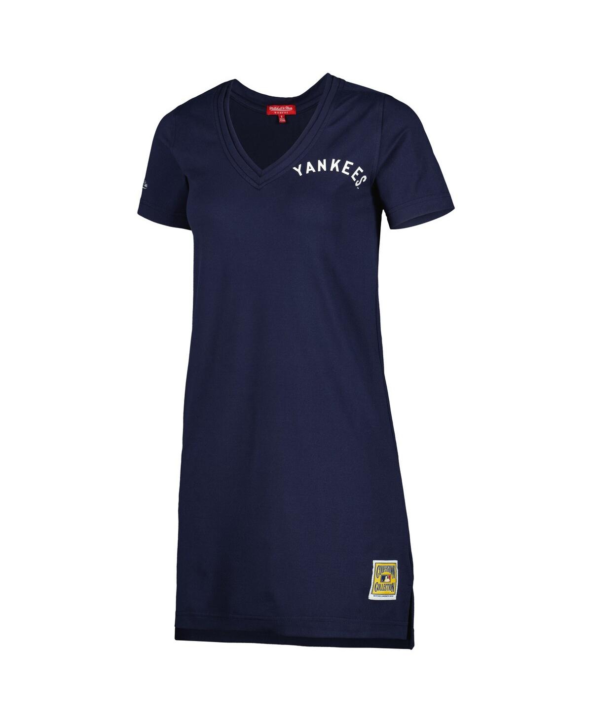 Shop Mitchell & Ness Women's  Navy Distressed New York Yankees Cooperstown Collection V-neck Dress