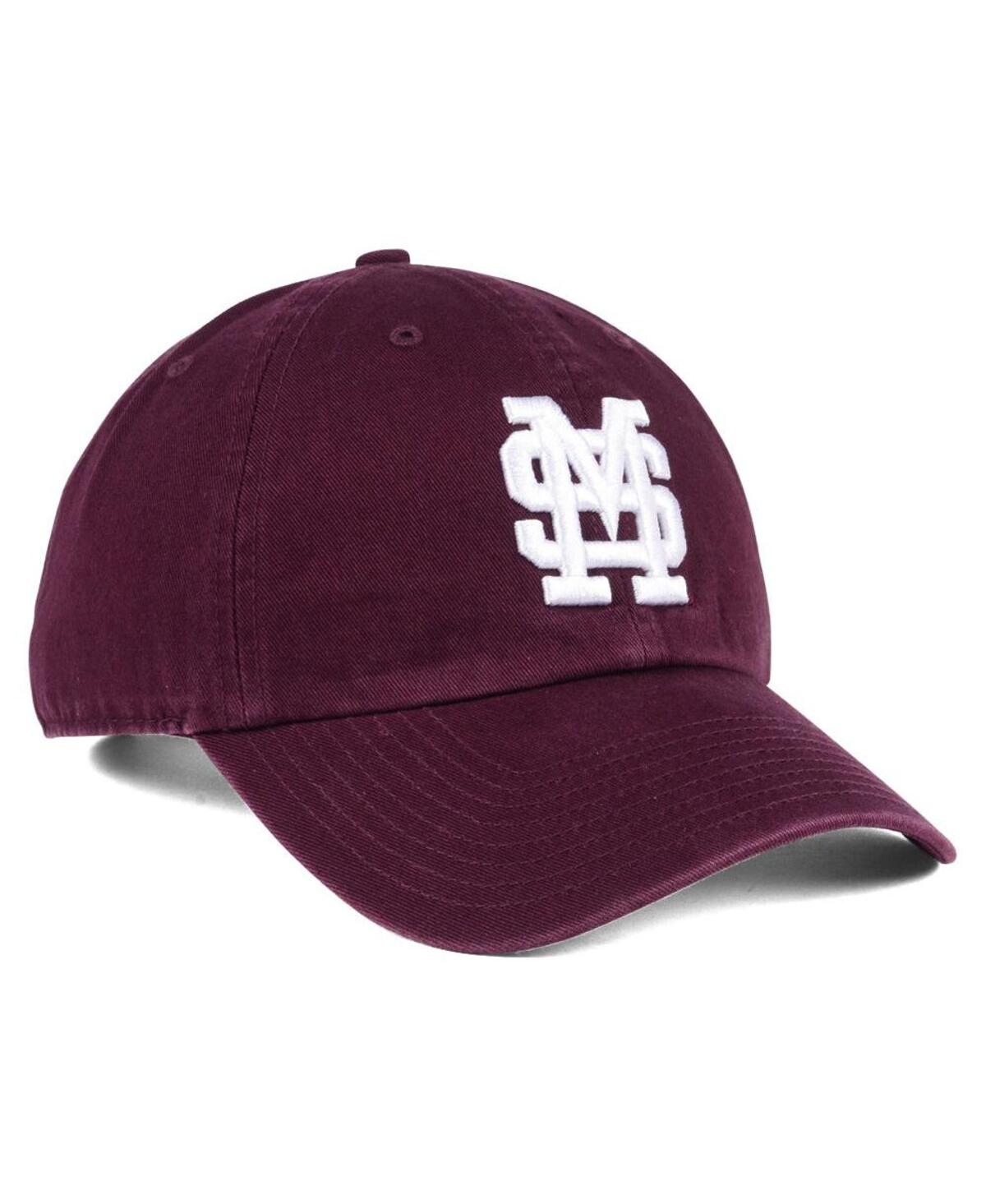 Men's '47 BrandDistressed Mississippi State Bulldogs Vintage-Like Clean Up Adjustable Hat - Maroon