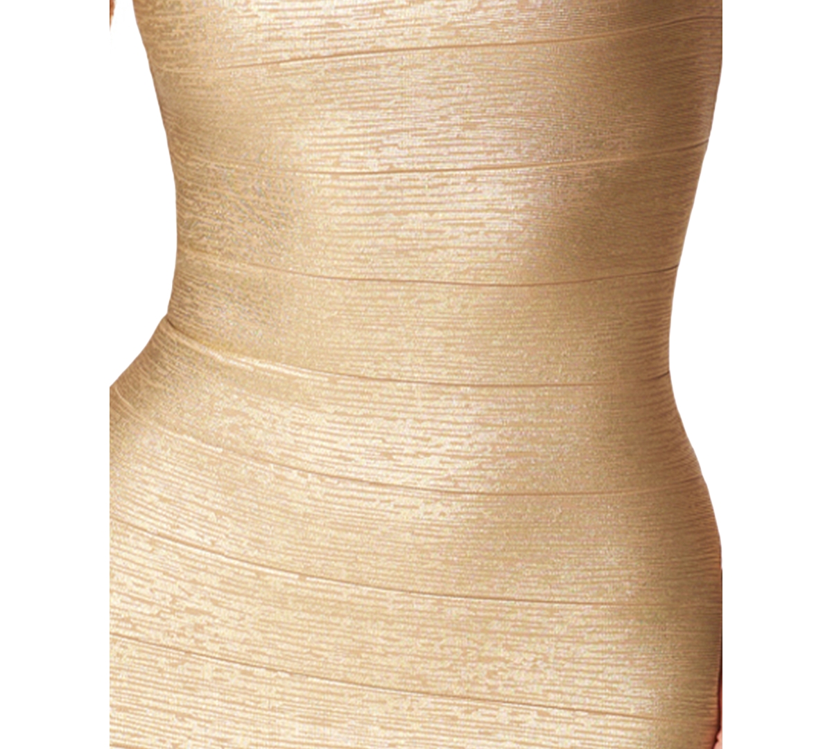 Shop Bebe Women's Metallic Fringe Bandage Dress In Gold