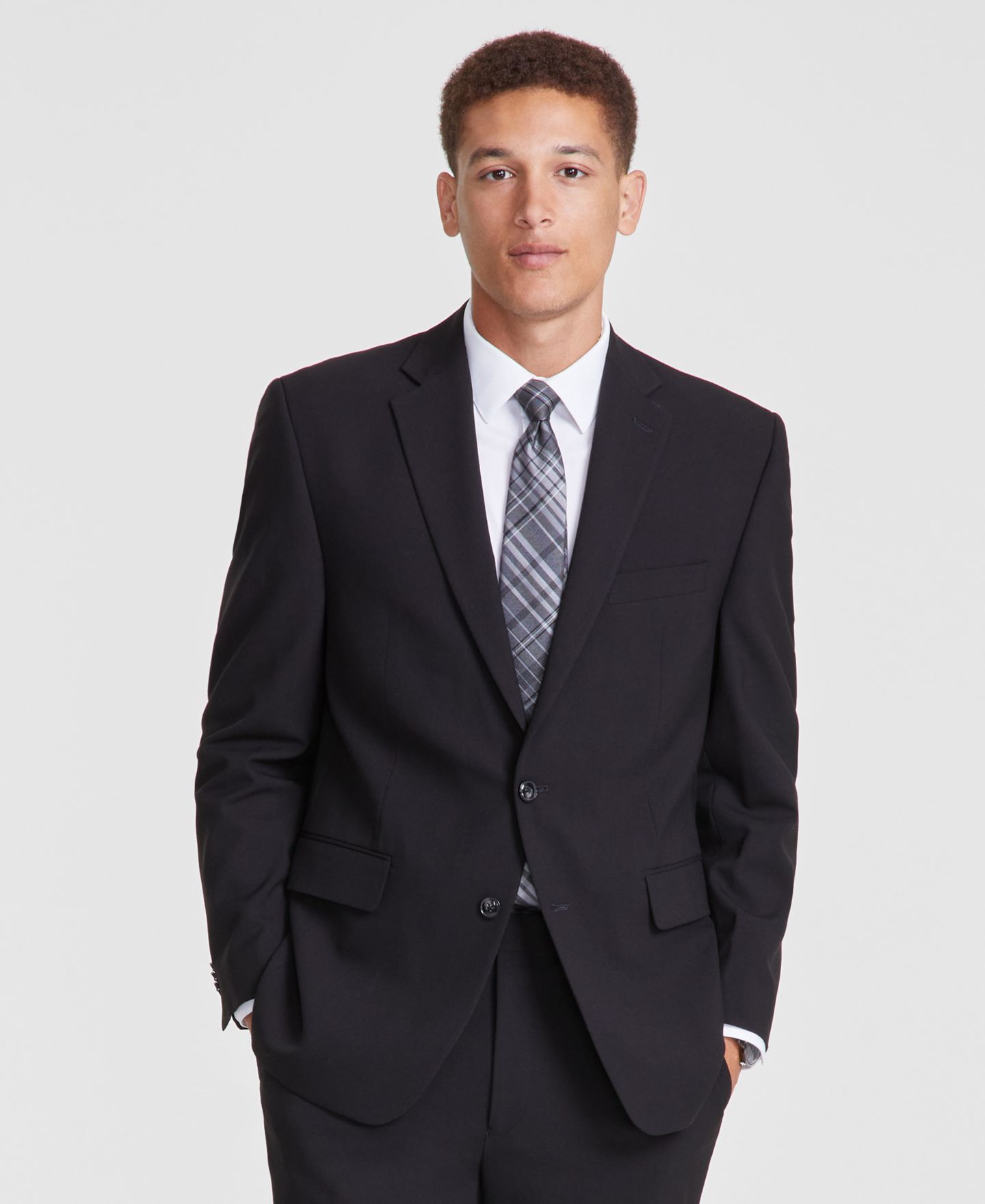 Мужские комплекты Perry Ellis Portfolio Modern-Fit Solid 2-Piece Suit, цвет: Чёрный — фото 3