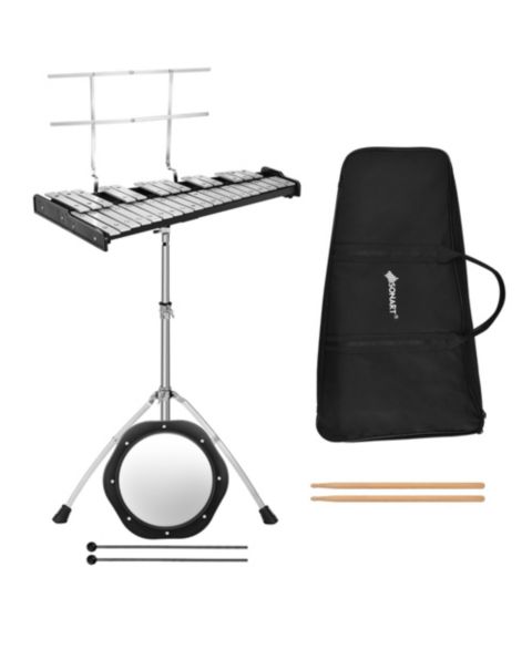 Детские игрушки Costway 32-Note Glockenspiel Height-Adjustable 7-Piece Percussion Bell Kit, Ages 5+, цвет: Чёрный