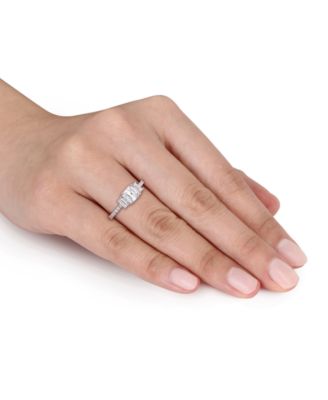 Moissanite (1-1/3 ct. t.w.) Three Stone Ring in Sterling Silver