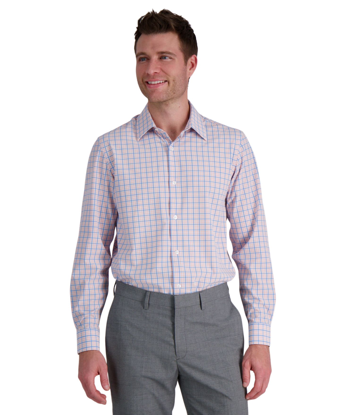 Мужская рубашка Haggar Smart Wash® Slim Fit Dress Shirt, цвет: Чёрный однотонный — фото 6
