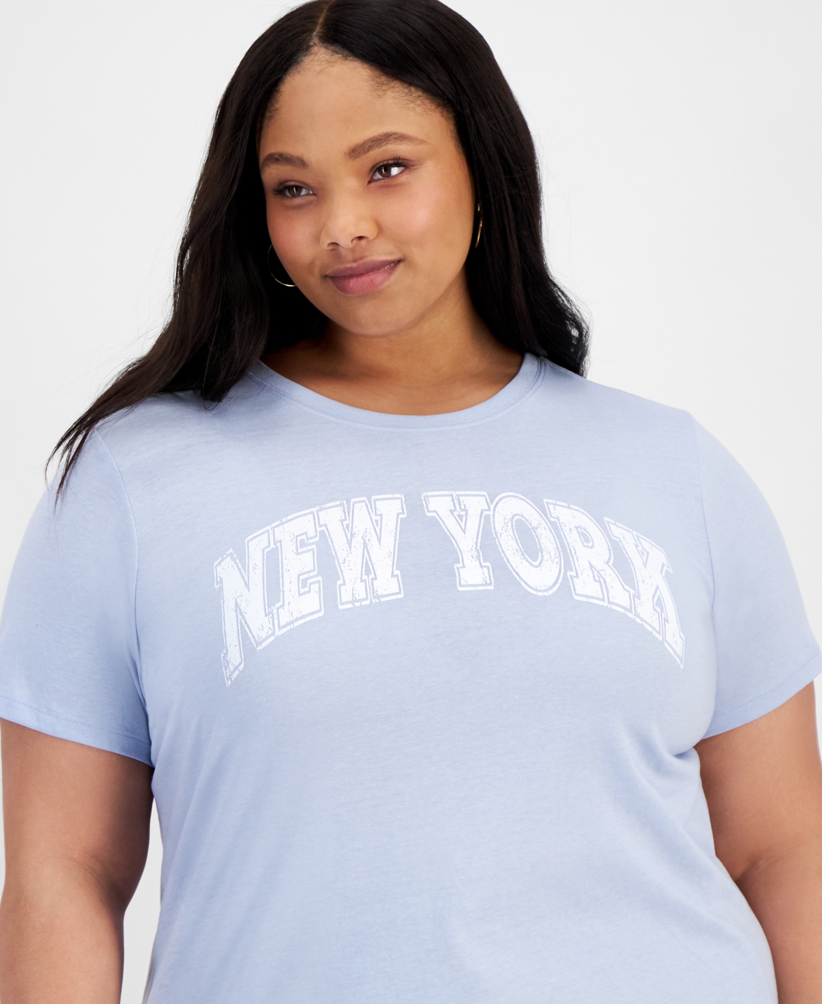 Shop Rebellious One Trendy Plus Size New York Graphic T-shirt In Skylight B