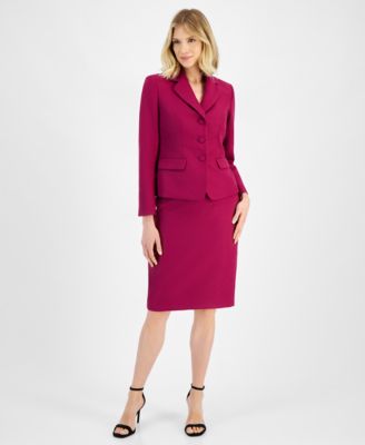Le Suit - Textured Two-Button Jacket & Skirt Suit, Regular & Petite Sizes