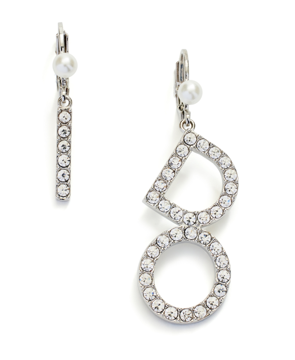 Shop Kleinfeld Faux Stone Pave I Do Mismatch Drop Earrings In Crystal,rhodium
