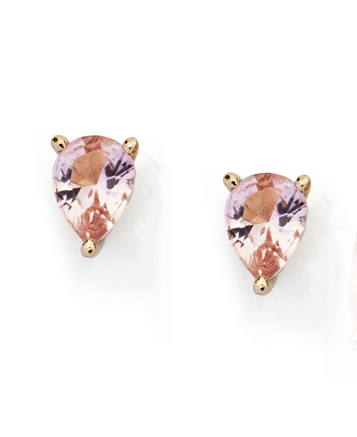 Cubic Zirconia Pear Cut Stud Earrings - Light Rose, Gold