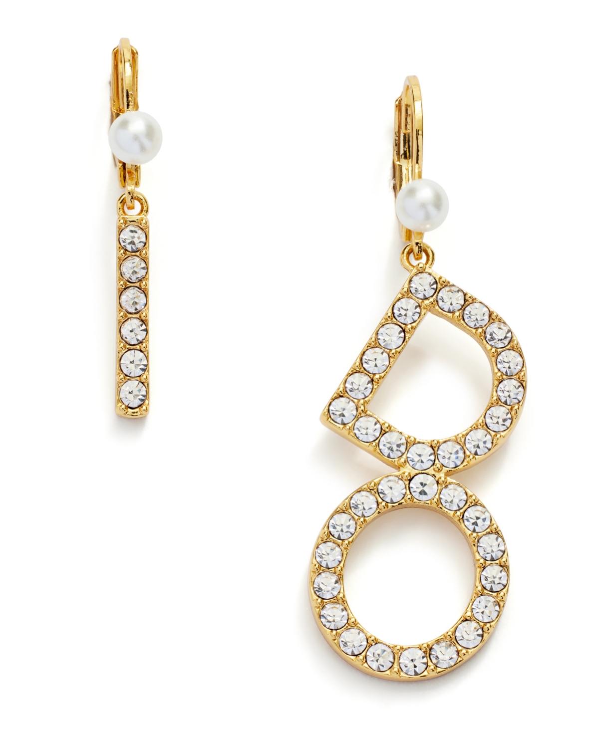 Faux Stone Pave I Do Mismatch Drop Earrings - Crystal, Gold