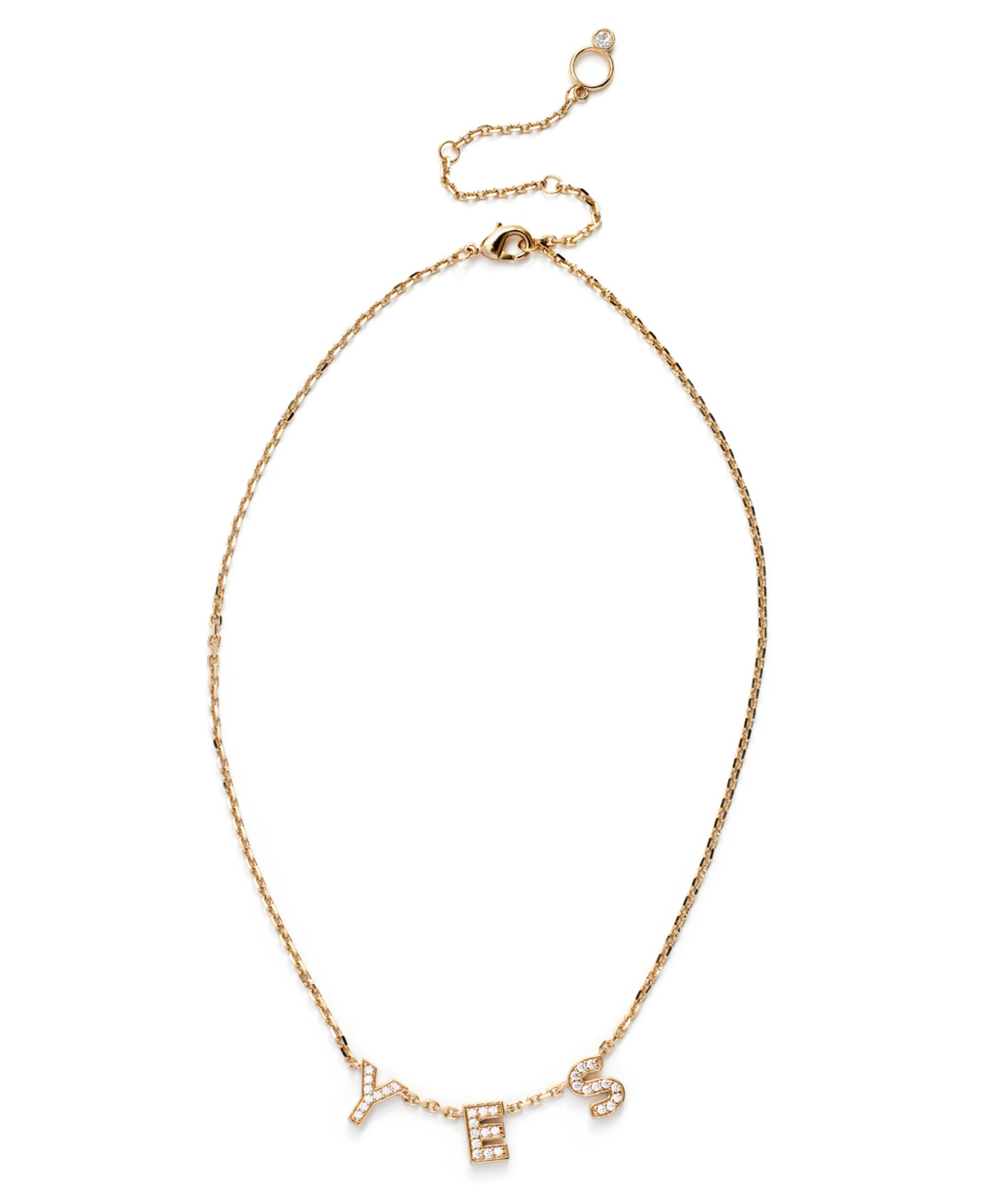 Cubic Zirconia Pave Yes Bib Necklace - Crystal, Gold