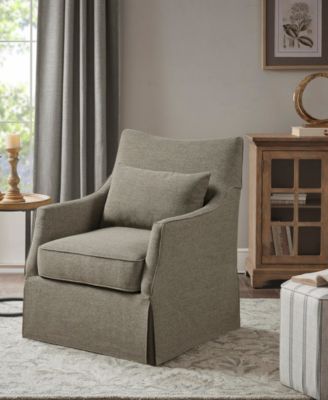 London 28"W Upholstered Skirted Swivel Armchair with Lumbar Pillow