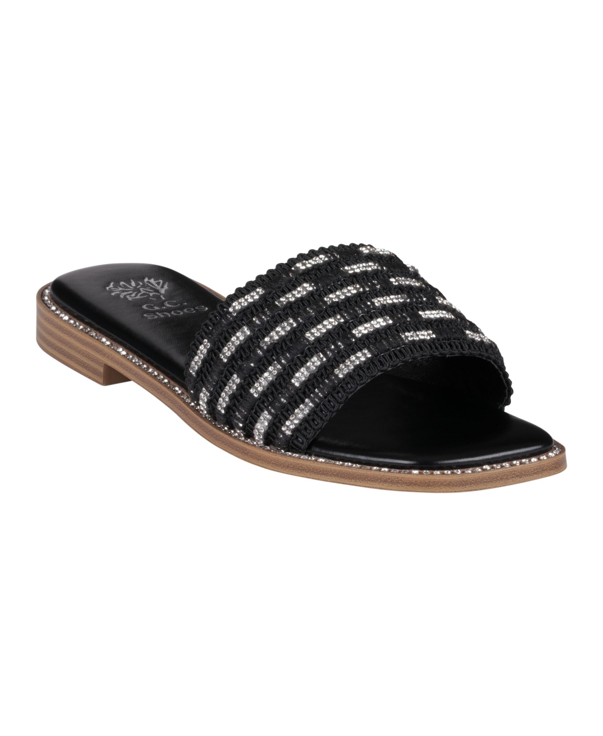 Gc Shoes Women's Shani Embellished Slide Flat Sandals In Black