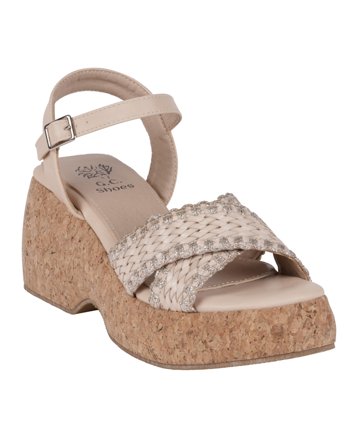 Gc Shoes Women's Lucy Woven Cork Platform Wedge Sandals