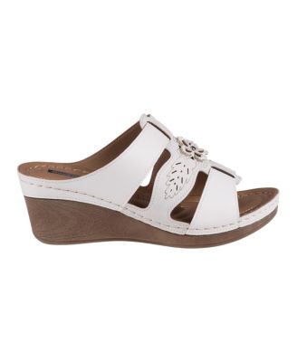 Women's Spring Triple Band Flower Wedge Sandals