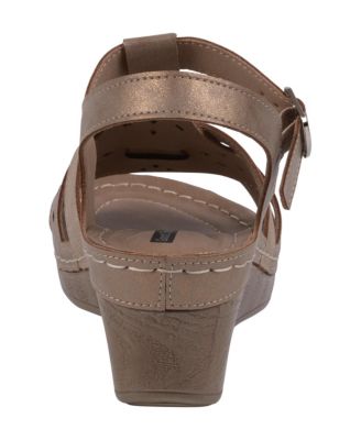 Women's Darry Perforated T-Strap Slingback Wedge Sandals