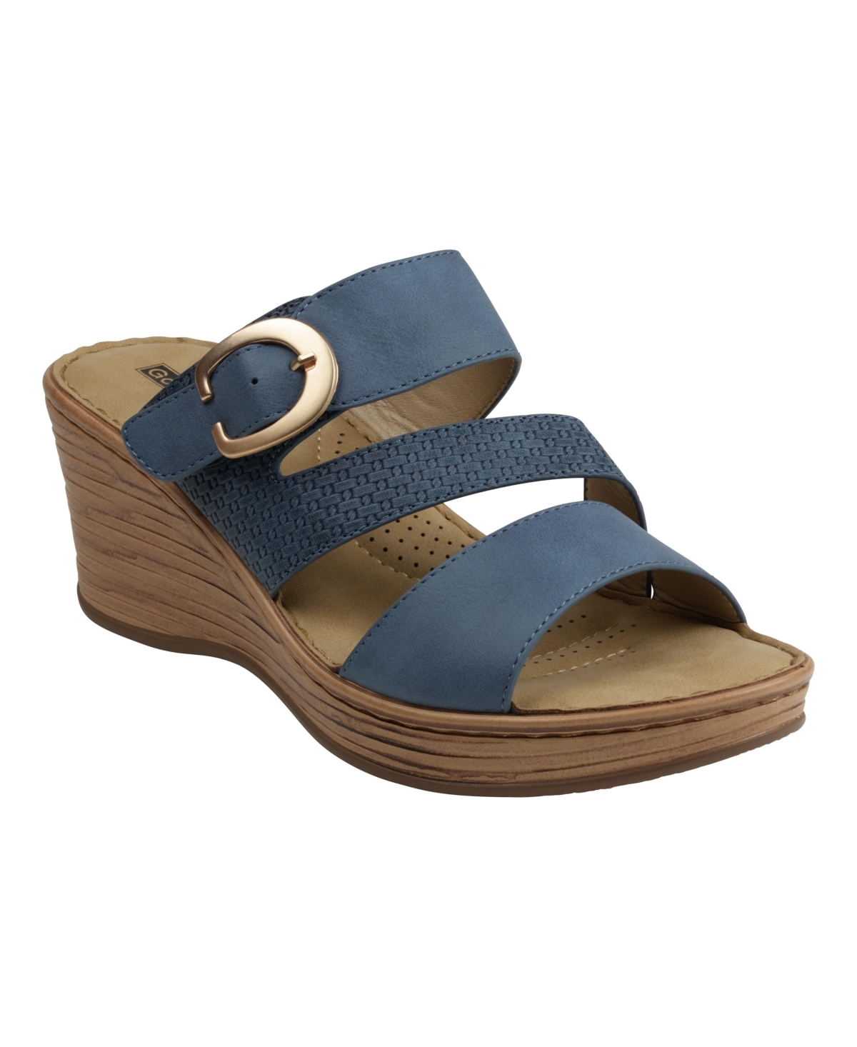 Gc Shoes Women's Odalis Buckle Comfort Wedge Sandals In Blue