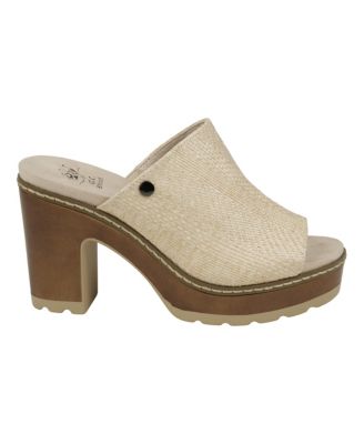 Women's Scarlet Woven Wooden Platform Heeled Sandals