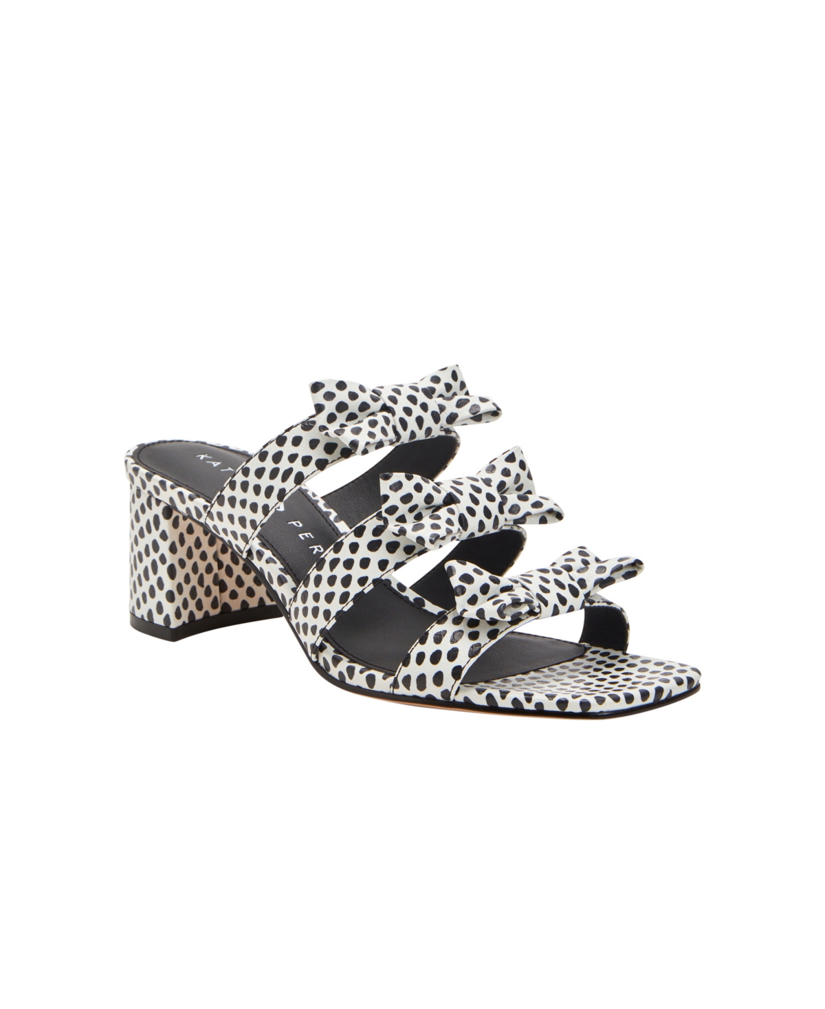 Shop Katy Perry Women's The Tooliped Block Heel Bow Sandals In Black White Multi
