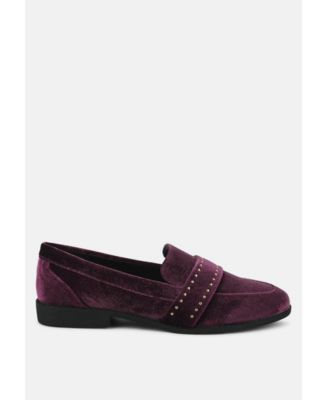 Walkin Stud Detail Velvet Loafers