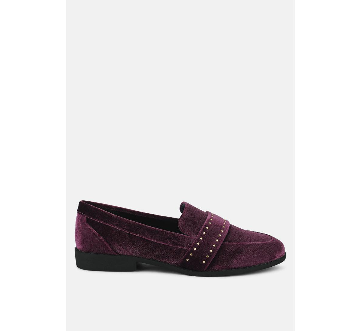 London Rag Walkin Stud Detail Velvet Loafers