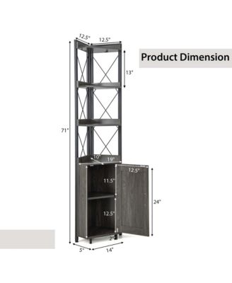 19" Metal, MDF, Engineered Wood 6-Tier Corner Bookshelf with 5-Level Adjustable Shelf & Anti-Tipping Kits