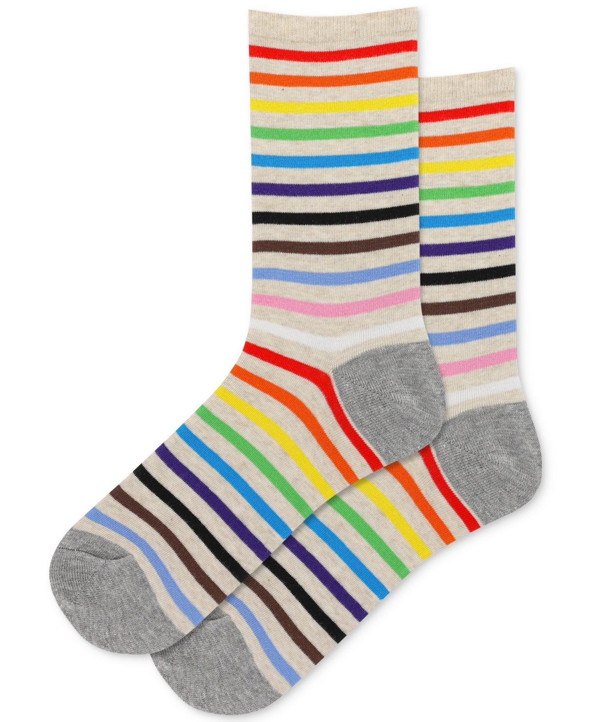 Women's Rainbow Striped Crew Socks - Multi Stripe