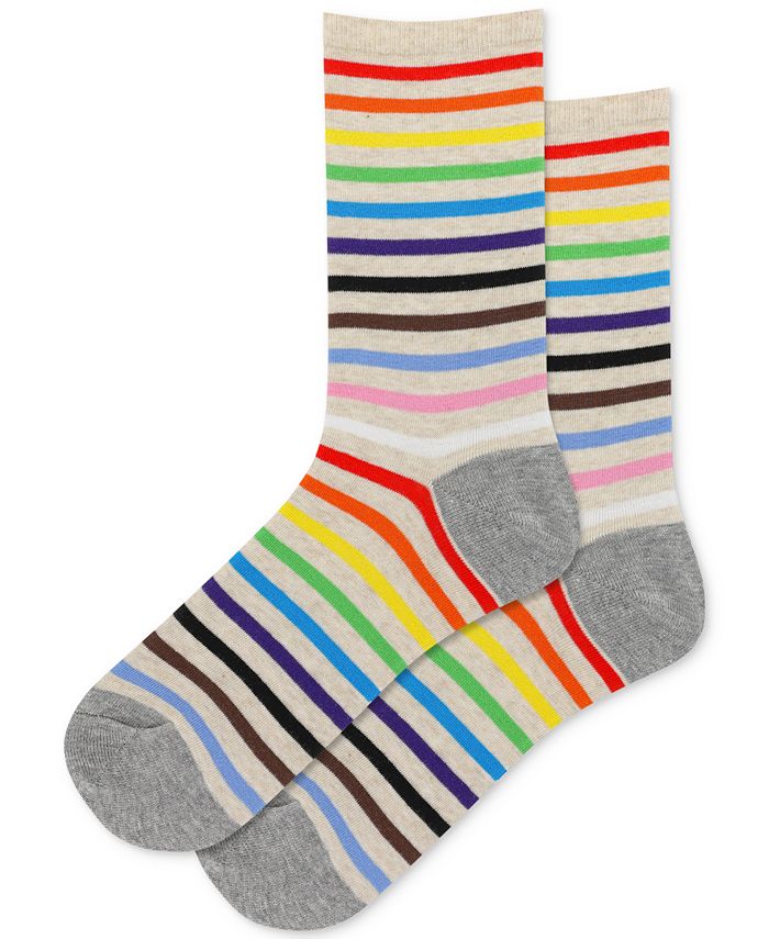 Hot Sox Women's Rainbow Striped Crew Socks - Macy's