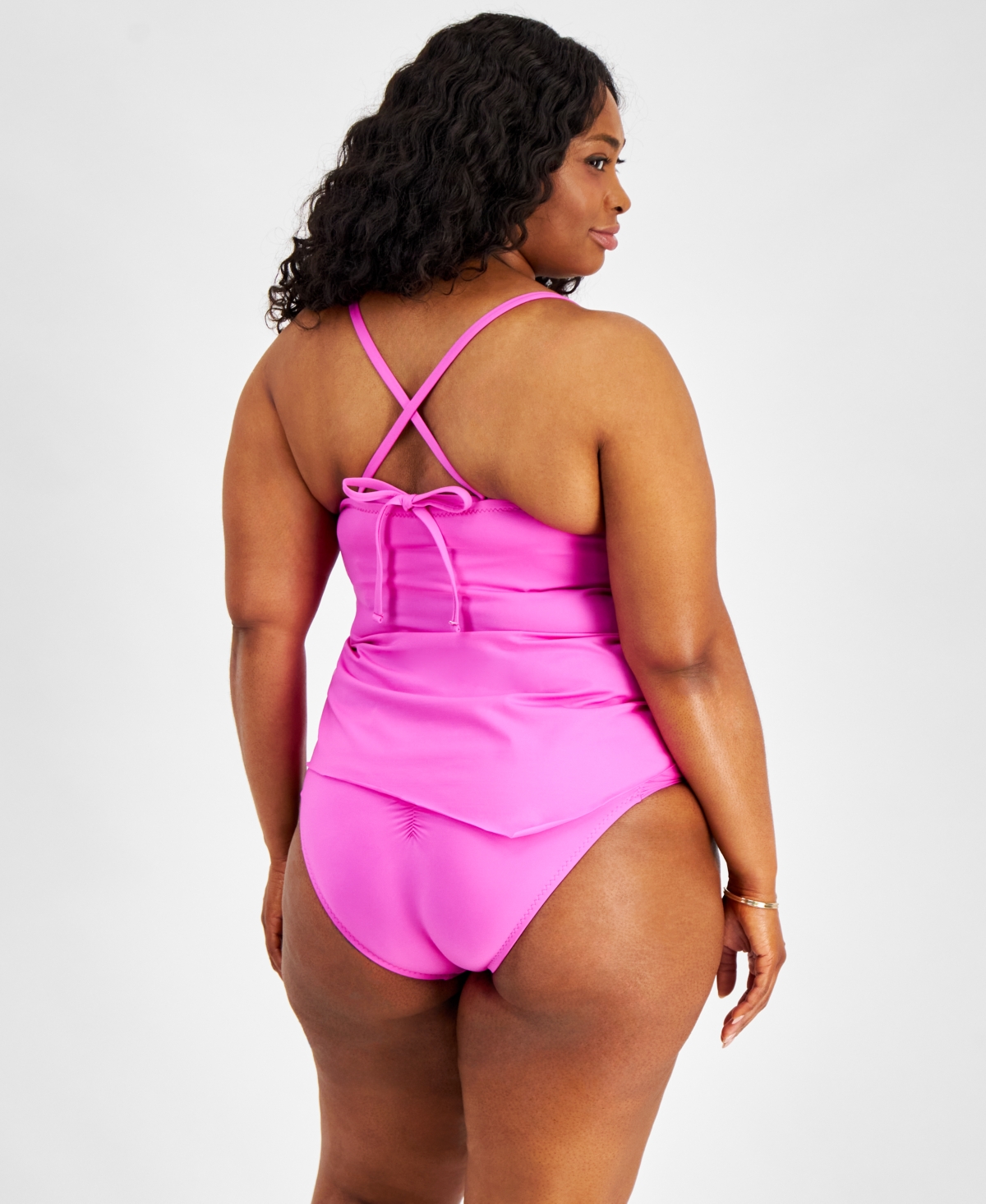 Becca Etc Plus Size Color Code Side-Tie Tankini Top