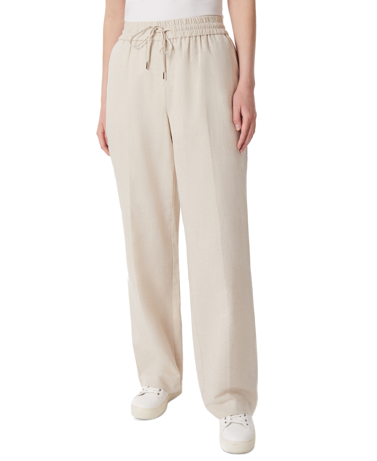 Women's Pull-On Drawstring Wide-Leg Trousers - Natural
