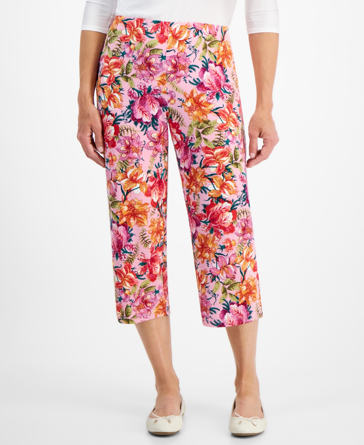Petite Paradise Gardenia Culotte Pants, Created for Macy's - Blossom Berry Combo