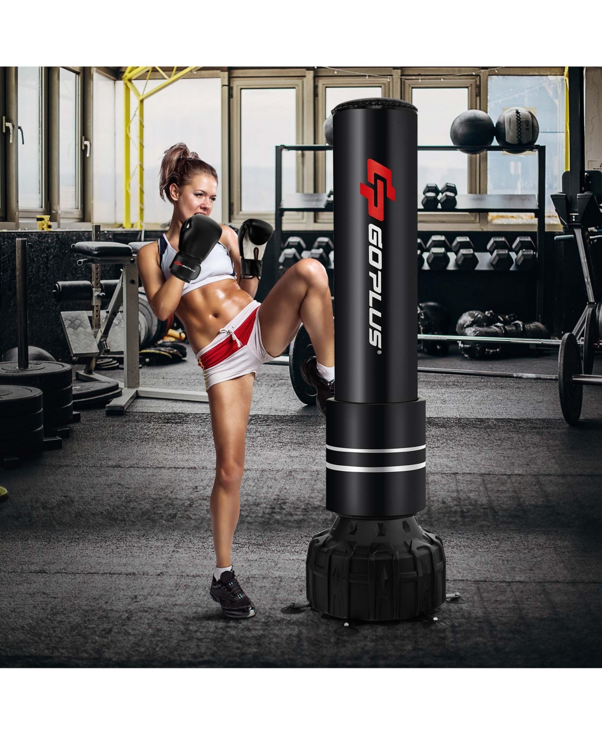 Freestanding Punching Bag 71'' Boxing Bag with25 Suction Cups Gloves & Filling Base