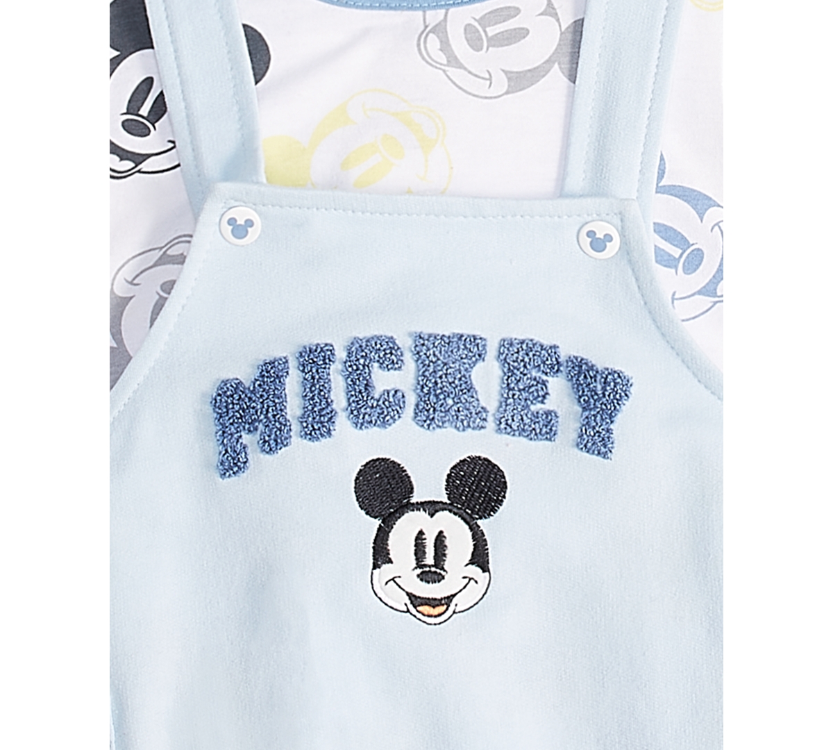 Shop Disney Baby Mickey Mouse T-shirt & Shortall, 2 Piece Set In Light Blue