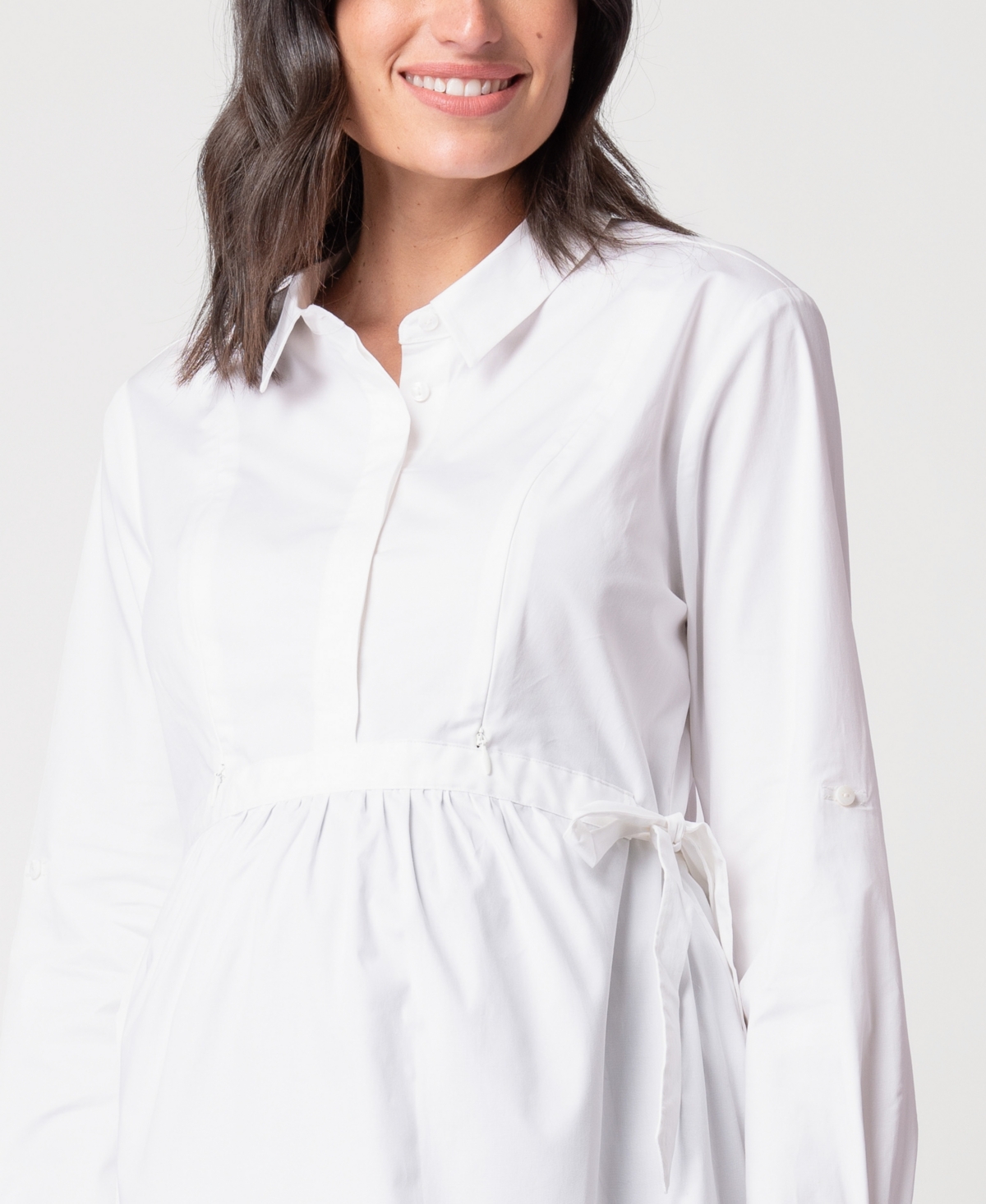 Shop Seraphine Women's Cotton Maternity And Nursing Shirt In White