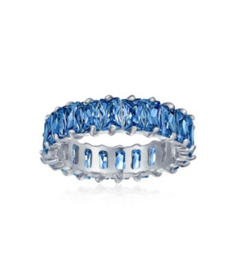 Art Deco Style CZ Cubic Zirconia Eternity Baguette Band Ring .925 Sterling Silver 4MM