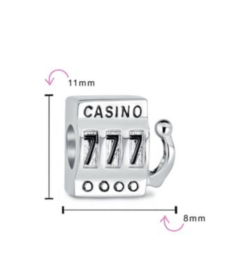 Las Vegas Lucky 777 Casino Slot Machine Charm Bead Oxidized Sterling Silver Fits European Bracelet